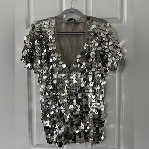Zara Metallic Sequin Knit Top